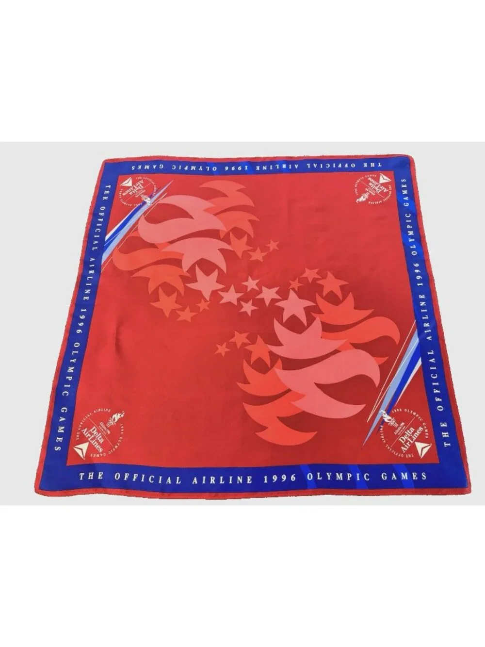 1996 Atlanta Olympics Delta Airlines Silk Crew Scarf Flight Attendant Promo 29